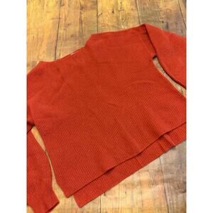 Sundance Womens 100% Cashmere Ribbed Sweater Rust Orange‎ Boat Neck Petite Large